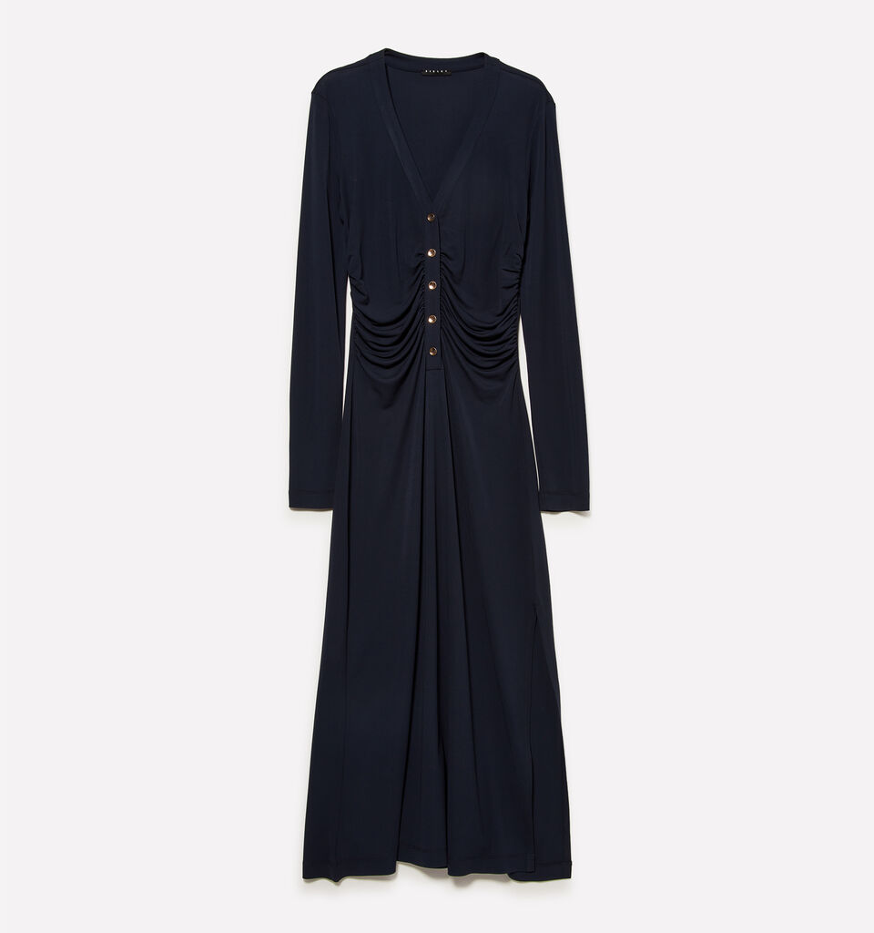 Dark blue dress with slit - women's long dresses - Dark Blue | Sisley image number 5
